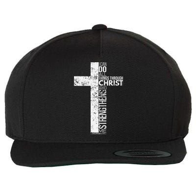 Cross With Philippians 413 Christian Wool Snapback Cap