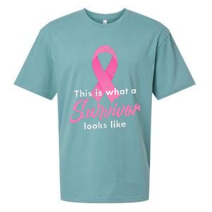 Cancer Warrior Pink Ribbon Survivor Breast Cancer Awareness Sueded Cloud Jersey T-Shirt