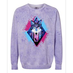 Colorful Wolf Painting Wolves Lover Colorblast Crewneck Sweatshirt