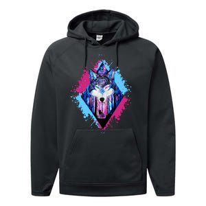 Colorful Wolf Painting Wolves Lover Performance Fleece Hoodie