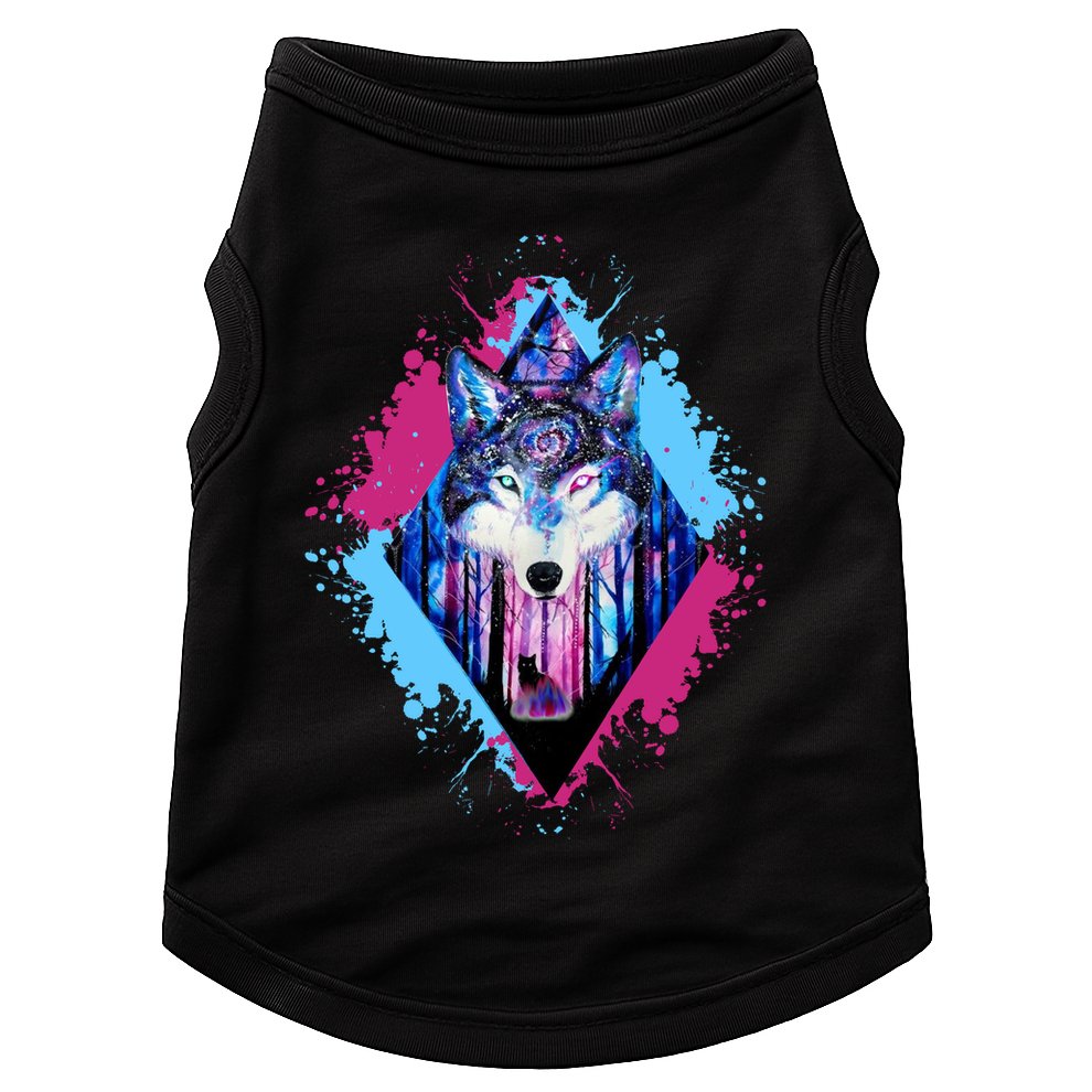 Colorful Wolf Painting Wolves Lover Doggie Tank