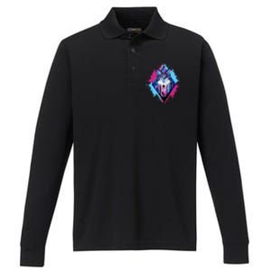 Colorful Wolf Painting Wolves Lover Performance Long Sleeve Polo