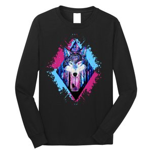 Colorful Wolf Painting Wolves Lover Long Sleeve Shirt