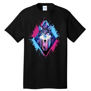 Colorful Wolf Painting Wolves Lover Tall T-Shirt