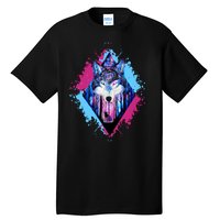 Colorful Wolf Painting Wolves Lover Tall T-Shirt