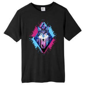 Colorful Wolf Painting Wolves Lover Tall Fusion ChromaSoft Performance T-Shirt