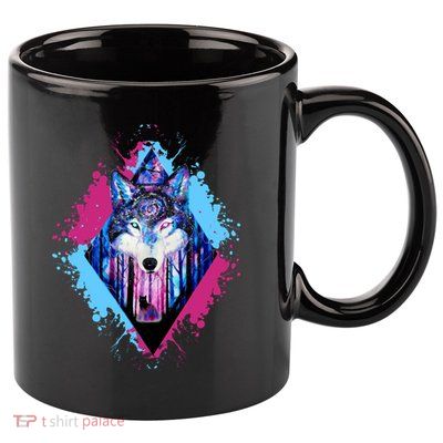 Colorful Wolf Painting Wolves Lover 11oz C Handle Ceramic Mug