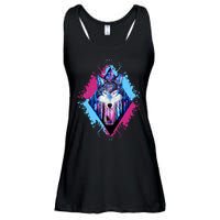 Colorful Wolf Painting Wolves Lover Ladies Essential Flowy Tank