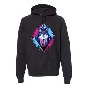 Colorful Wolf Painting Wolves Lover Premium Hoodie