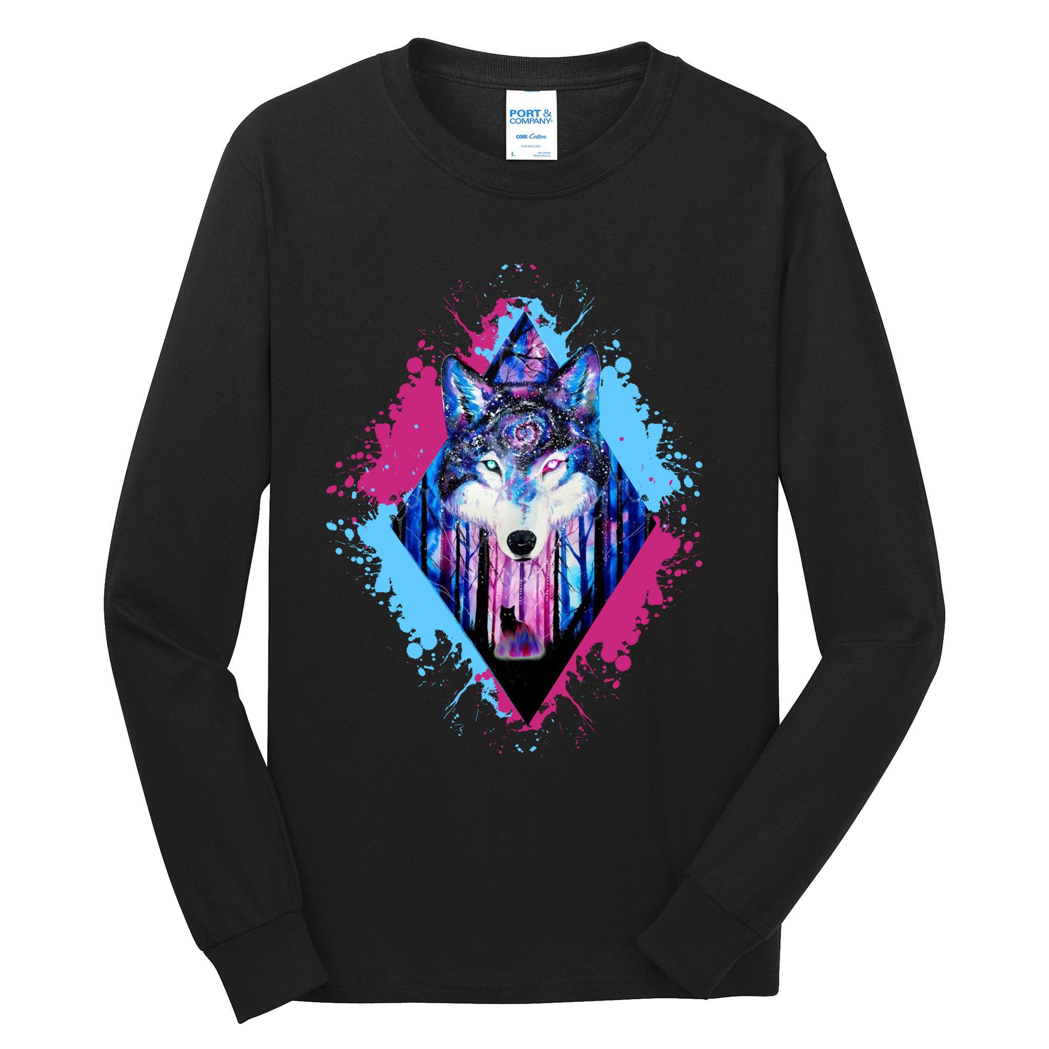 Colorful Wolf Painting Wolves Lover Tall Long Sleeve T-Shirt