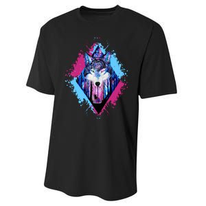 Colorful Wolf Painting Wolves Lover Performance Sprint T-Shirt