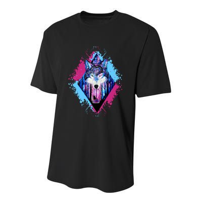 Colorful Wolf Painting Wolves Lover Youth Performance Sprint T-Shirt