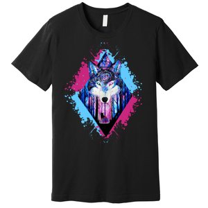 Colorful Wolf Painting Wolves Lover Premium T-Shirt