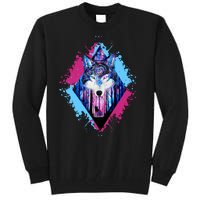 Colorful Wolf Painting Wolves Lover Tall Sweatshirt