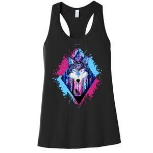 Colorful Wolf Painting Wolves Lover Women's Racerback Tank