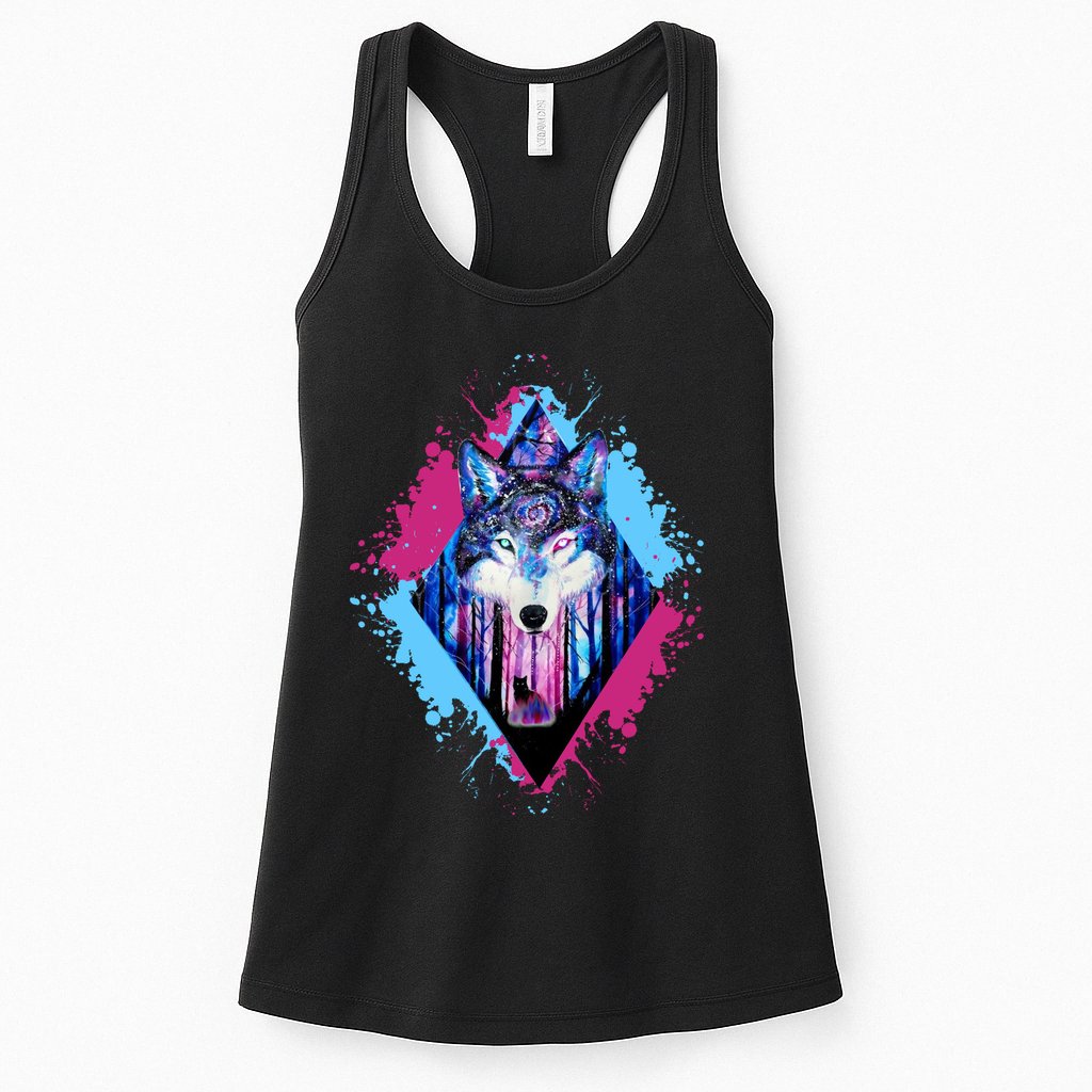 Colorful Wolf Painting Wolves Lover Womens Tank Top
