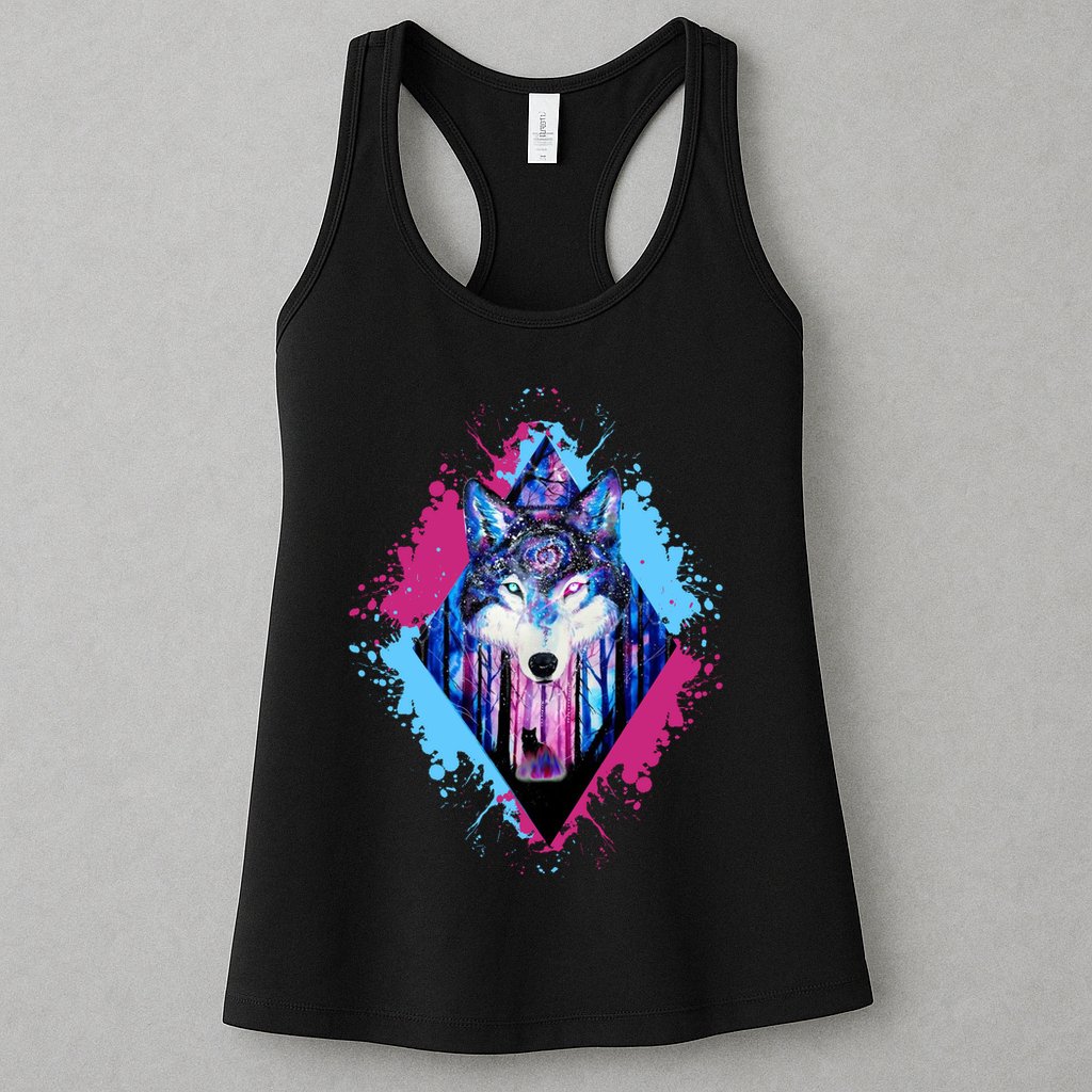 Colorful Wolf Painting Wolves Lover Womens Tank Top
