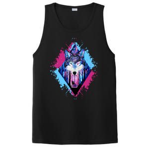 Colorful Wolf Painting Wolves Lover PosiCharge Competitor Tank