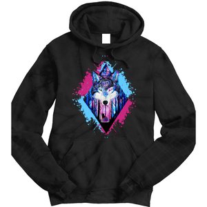 Colorful Wolf Painting Wolves Lover Tie Dye Hoodie