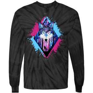 Colorful Wolf Painting Wolves Lover Tie-Dye Long Sleeve Shirt