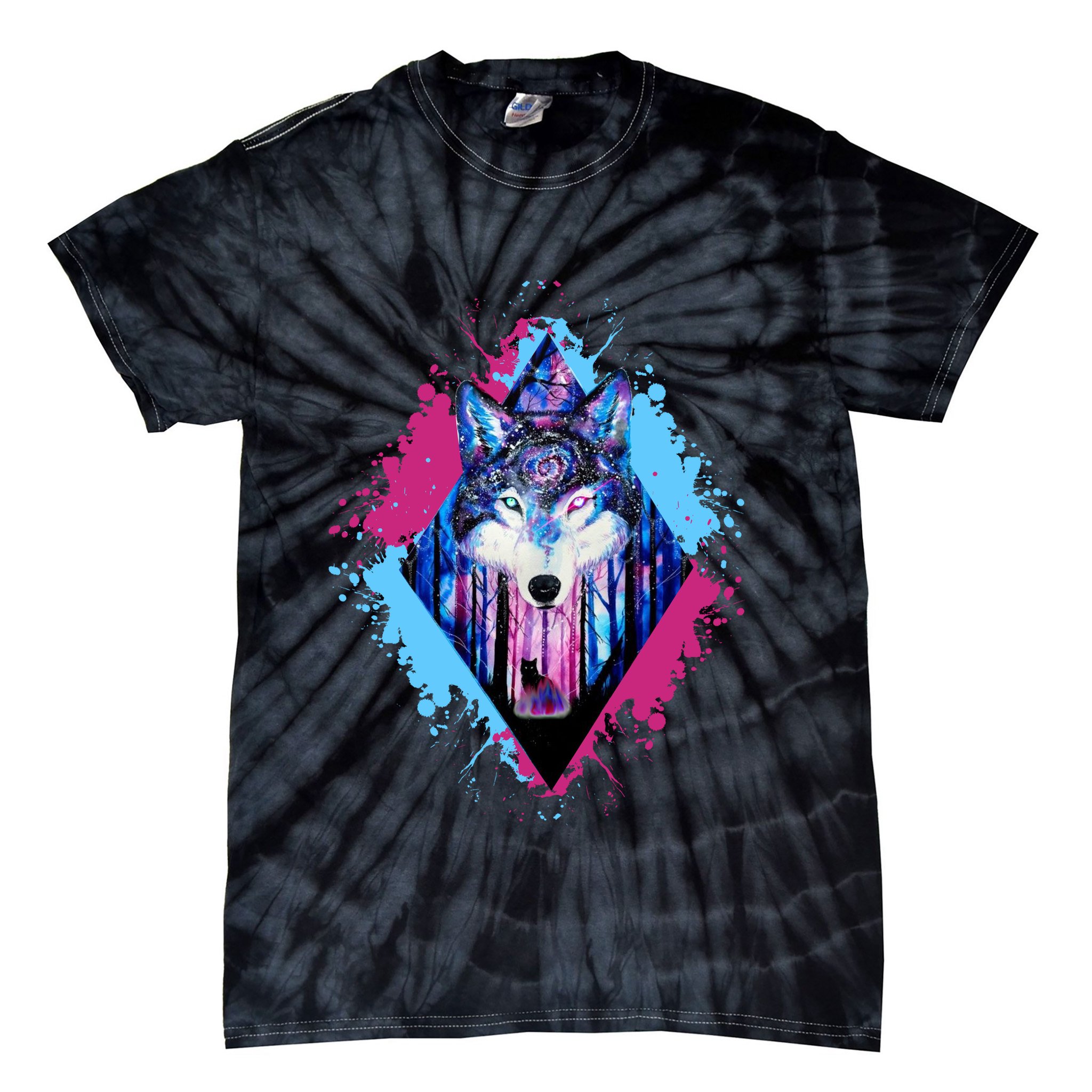 Colorful Wolf Painting Wolves Lover Tie-Dye T-Shirt
