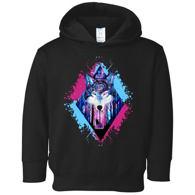 Colorful Wolf Painting Wolves Lover Toddler Hoodie
