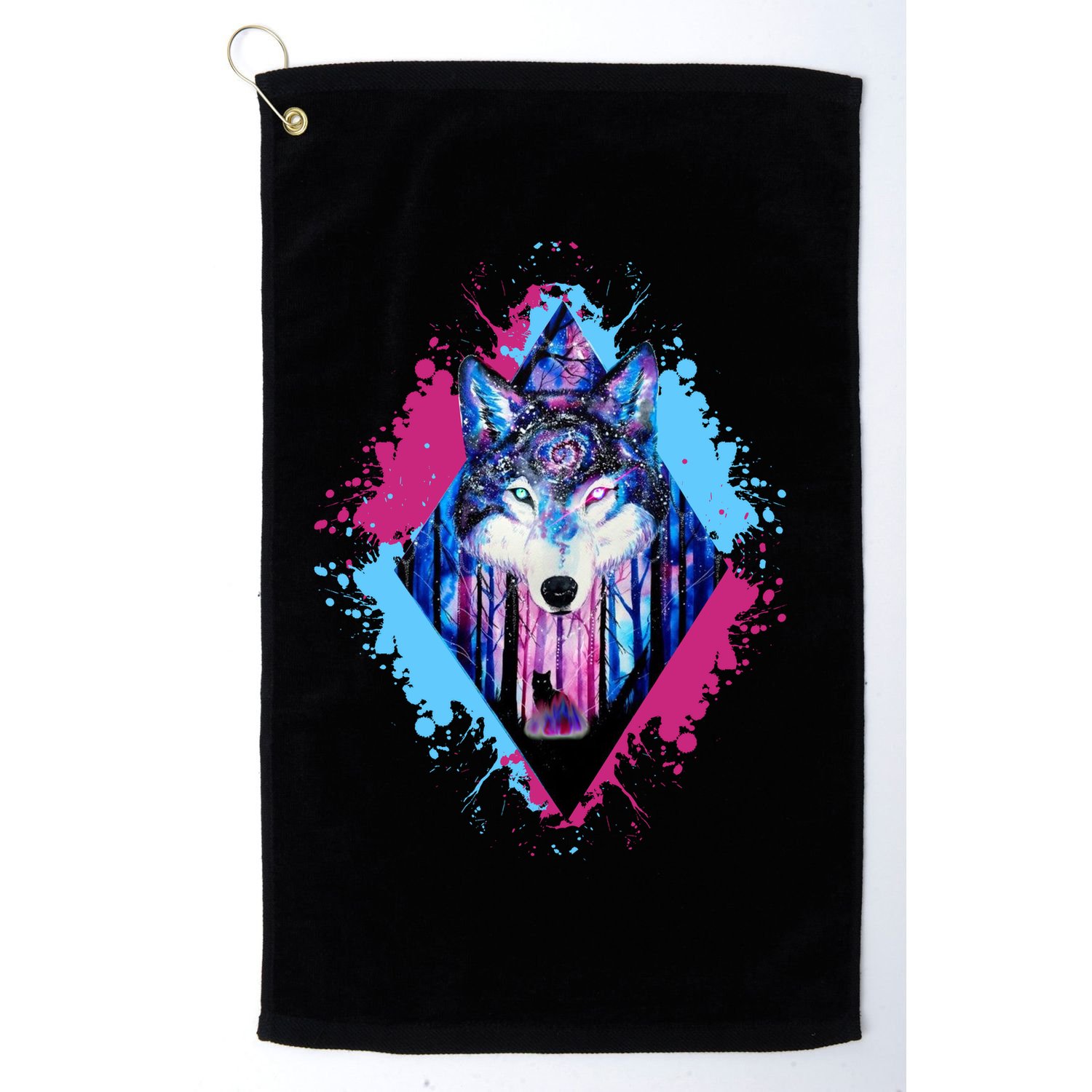 Colorful Wolf Painting Wolves Lover Golf Towel