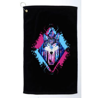 Colorful Wolf Painting Wolves Lover Platinum Collection Golf Towel