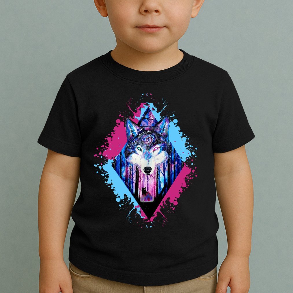 Colorful Wolf Painting Wolves Lover Toddler T-Shirt