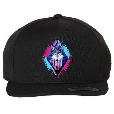 Colorful Wolf Painting Wolves Lover Wool Snapback Cap