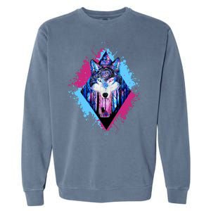 Colorful Wolf Painting Wolves Lover Garment-Dyed Sweatshirt