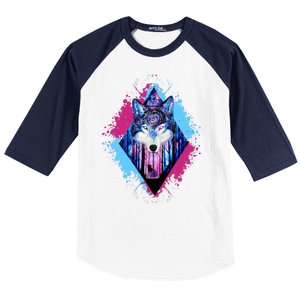 Colorful Wolf Painting Wolves Lover Baseball Sleeve Shirt