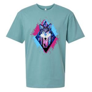 Colorful Wolf Painting Wolves Lover Sueded Cloud Jersey T-Shirt