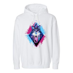 Colorful Wolf Painting Wolves Lover Garment-Dyed Fleece Hoodie