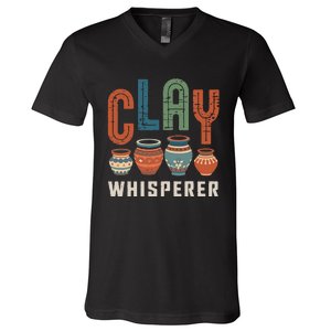 Clay Whisperer Pottery Ceramic Artist V-Neck T-Shirt