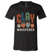 Clay Whisperer Pottery Ceramic Artist V-Neck T-Shirt