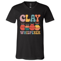 Clay Whisperer Pottery Ceramic Artist V-Neck T-Shirt