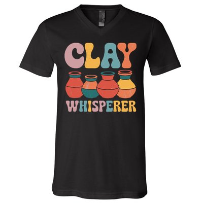 Clay Whisperer Pottery Ceramic Artist V-Neck T-Shirt