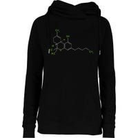 Cannabis Weed Pot Molecule Thc Marijuana Stoner Gift Womens Funnel Neck Pullover Hood