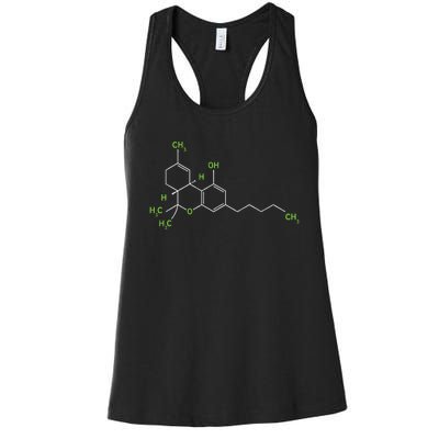 Cannabis Weed Pot Molecule Thc Marijuana Stoner Gift Women's Racerback Tank