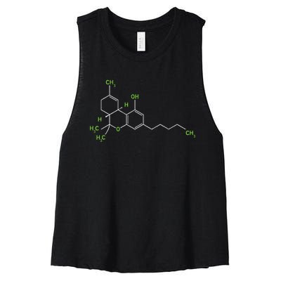 Cannabis Weed Pot Molecule Thc Marijuana Stoner Gift Women's Racerback Cropped Tank