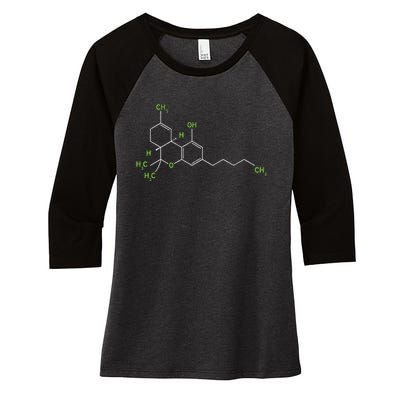 Cannabis Weed Pot Molecule Thc Marijuana Stoner Gift Women's Tri-Blend 3/4-Sleeve Raglan Shirt