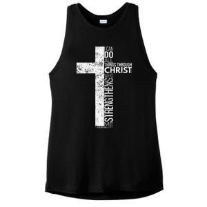 Cross With Philippians 413 Christian Ladies PosiCharge Tri-Blend Wicking Tank