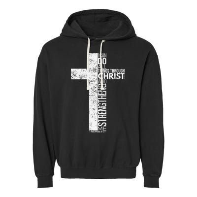 Cross With Philippians 413 Christian Garment-Dyed Fleece Hoodie