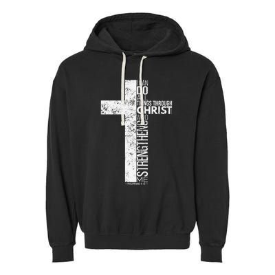 Cross With Philippians 413 Christian Garment-Dyed Fleece Hoodie