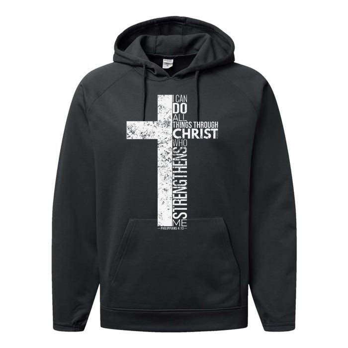 Cross With Philippians 413 Christian Performance Fleece Hoodie