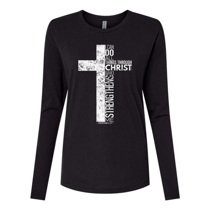 Cross With Philippians 413 Christian Womens Cotton Relaxed Long Sleeve T-Shirt