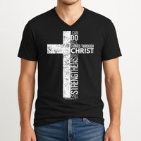 Cross With Philippians 413 Christian V-Neck T-Shirt