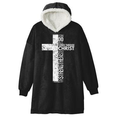 Cross With Philippians 413 Christian Hooded Wearable Blanket