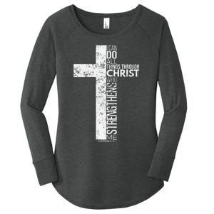 Cross With Philippians 413 Christian Women's Perfect Tri Tunic Long Sleeve Shirt